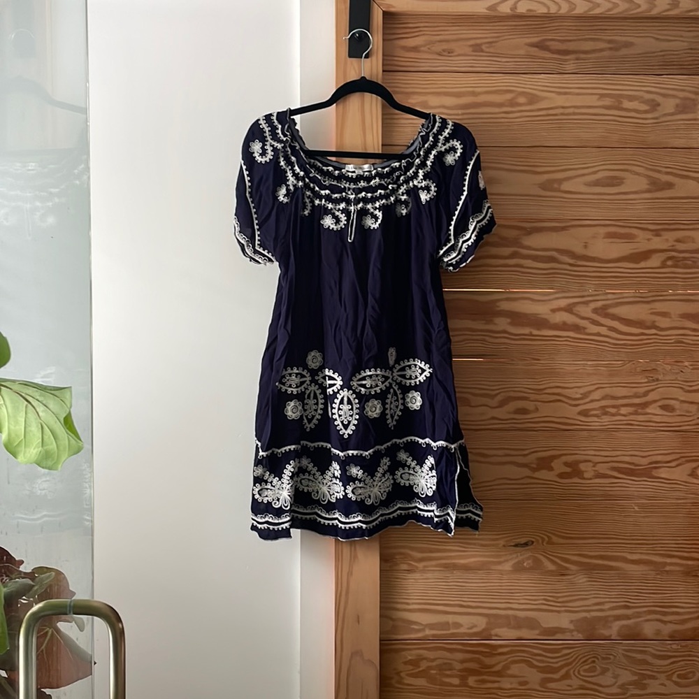 Anthropologie Blue Tassel collection embroidered dress. So cute!